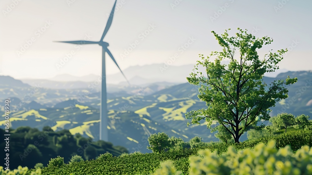 Aufkleber windmill turbine generator generate electricity engineering efficiency environmental sustainable renewable energy turbine windmill generator system hud is show around that engineering : Generative AI