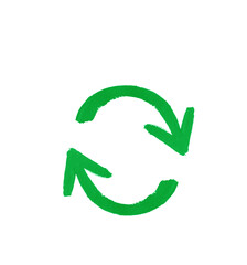 Watercolor recycling sign isolated on white background.