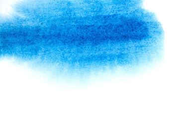 Abstract blue watercolor on white background.