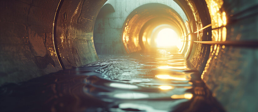 Concrete drainage pipe system installation on road sides for urban water and sewage drainage