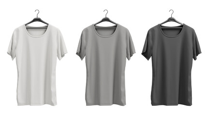 Set of T-Shirt Vintage color black gray and white Mockup design, 3D rendering