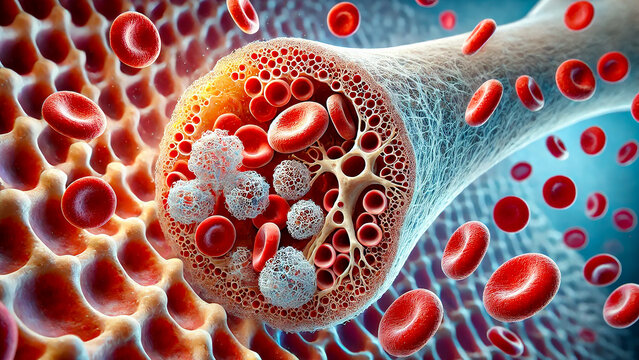 bone marrow producing new blood cells,process of hematopoiesis