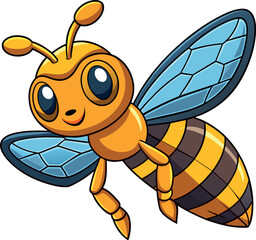 Asian giant colorful cute cartoon style hornet bee flying vector illustration