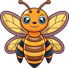 Asian giant colorful cute cartoon style hornet bee flying vector illustration