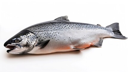 Fototapeta premium Whole Atlantic Salmon fish isolated on a white studio background : Generative AI