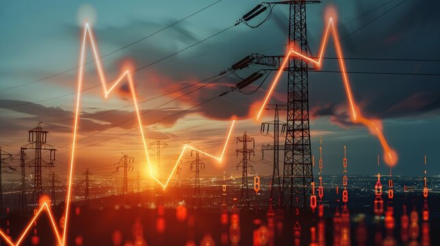 World Energy crisis power price spike caused by surging demand graphics show inflation rises over the past years : Generative AI