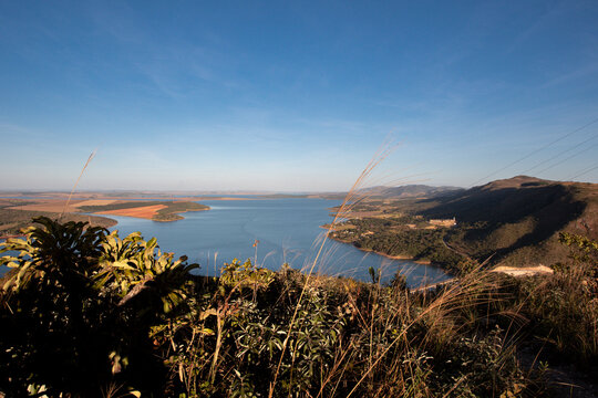 Paisagem visto da montanha do Lago de Furnas, Minas Gerais, Brasil