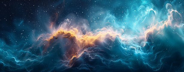 Abstract fluid art background with swirling patterns of dark blue and teal colors, resembling an ocean waves in motion, organic background, wallpaper, 4K