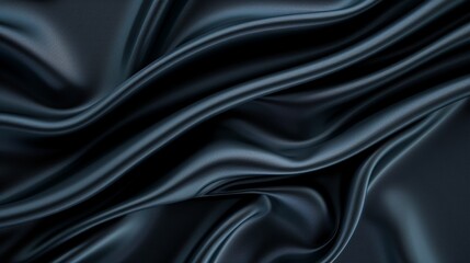 Fototapeta premium Dark abstract art with smooth lines and high contrast, black background, silk texture, vertical composition, highly detailed dark black fabric, high resolution