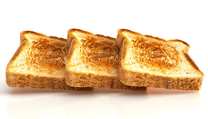 delicious toasted bread pieces, isolated on white background