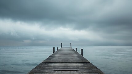 Obraz premium pier on a cloudy day : Generative AI