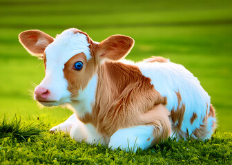  beautiful calf in the meadow