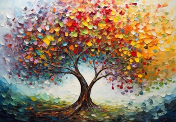 tree with colorful leaves, AI generator