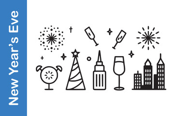 New Year's Eve elegant outline illustration