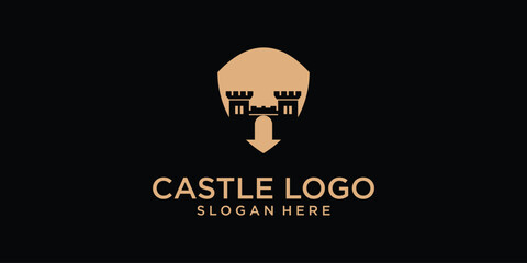 Creative castle logo design with unique concept , premium vector