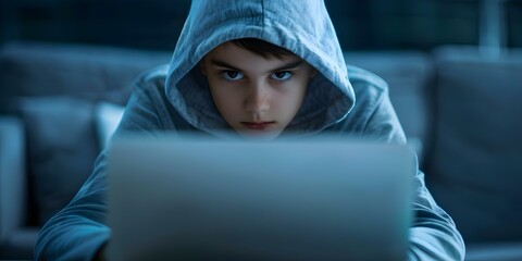 Illustrating the Dangers of Online Predators for Internet Users, with a Focus on Youth. Concept Online Predators, Youth Safety, Internet Risks, Cyber Security, Social Media Awareness