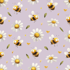 seamless pattern with bees