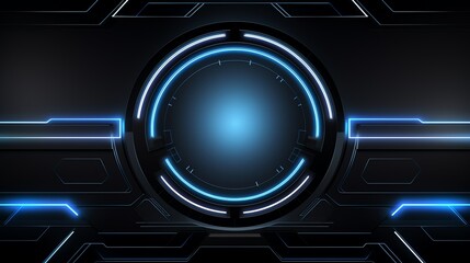 Futuristic Technology Background with Blue Glowing Circle and Abstract Lines