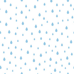 Rain seamless pattern. Falling drops of water. Rain background.