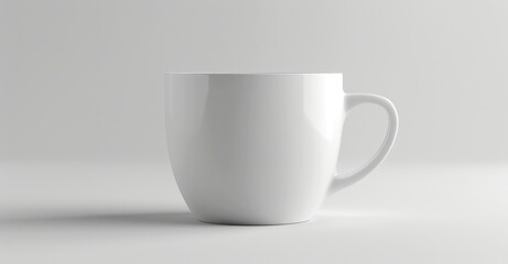 Obraz premium Simple white ceramic coffee mug mockup on gray surface