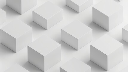 Obraz premium Pattern of 3D white cubes mockup on a flat background