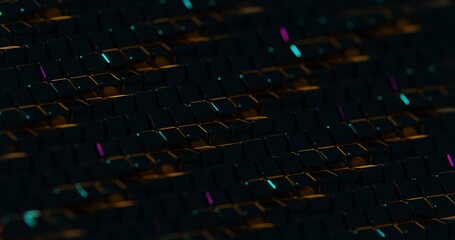 Obraz premium 3D Abstract Render of Dark Cubes with Neon Highlights - Futuristic Geometric Design