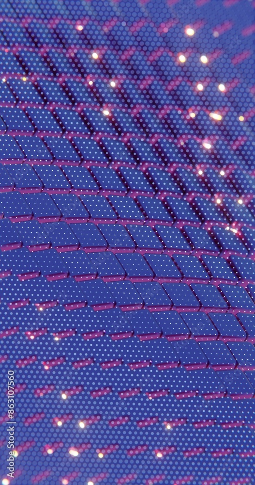 Poster 3d abstract render of blue and red cubes with dot pattern - futuristic geometric design