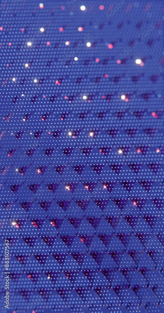 Leinwandbilder 3d abstract render of blue and red cubes with dot pattern - futuristic geometric design
