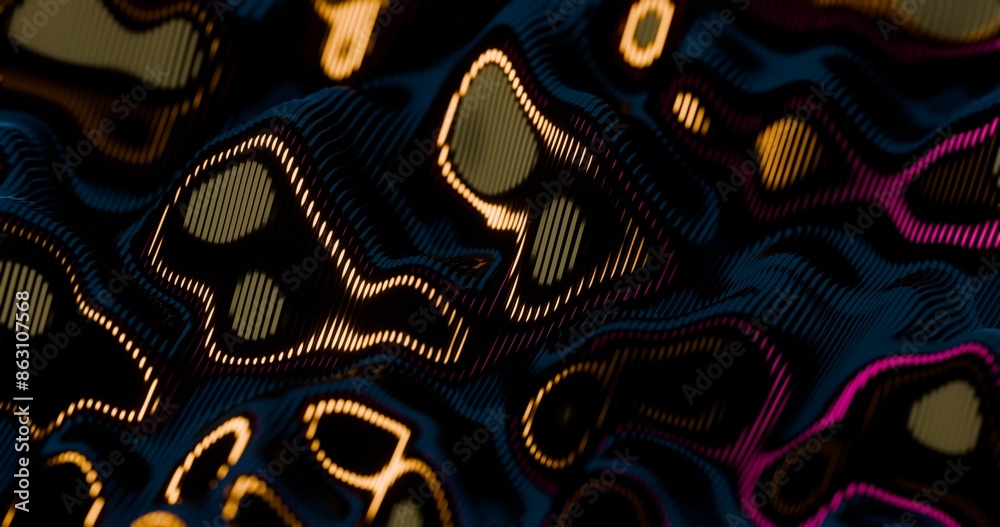 Poster 3d abstract render of glowing wavy lines - futuristic geometric design