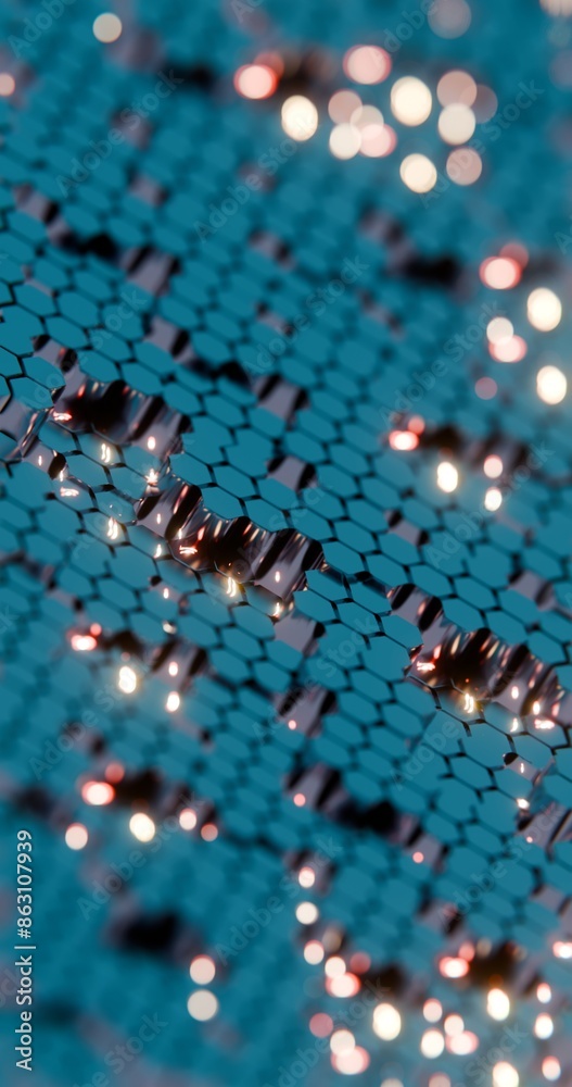 Poster Abstract 3D Hexagonal Grid with Glowing Highlights..