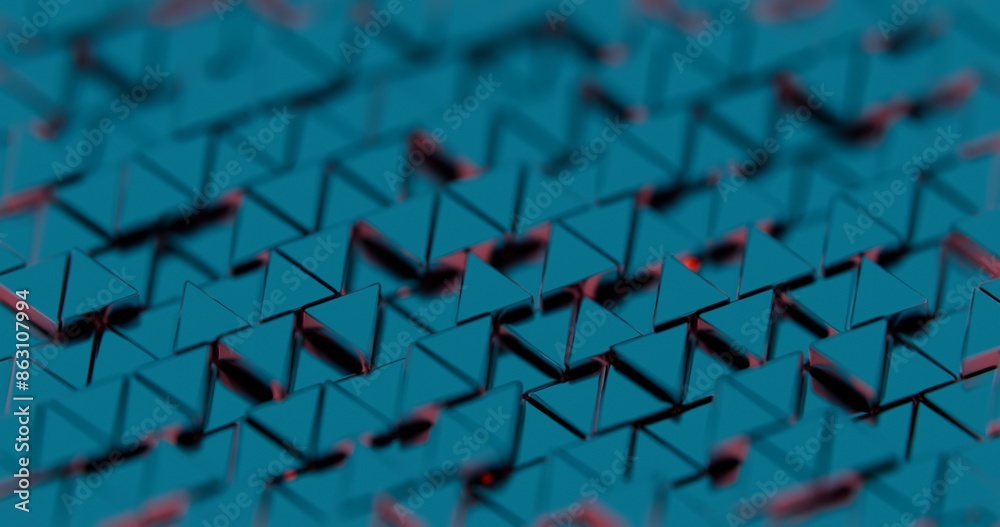 Leinwandbilder Abstract 3D Geometric Background with Hexagonal Patterns and Neon Glowing Effects..