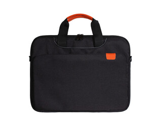 laptop bag made of textile material with a shoulder strap, isolated