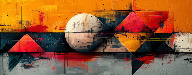 Abstract artful background with shapes and forms in the style of cubism, dark gray and light bronze, angular perspective, many lines, digital art techniques, wall painting effect, 4K, wallpaper