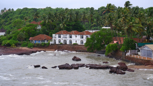 Beautiful view of arabian sea from dona paula in monsoon.