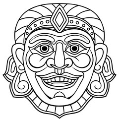 Obraz premium vector, face, head, illustration, cartoon, tattoo, skull, art, halloween, design, monster, black, symbol, animal, tribal, hair, mask, teeth, vampire, lion, angry, drawing