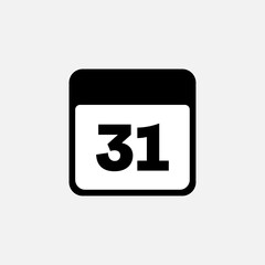 31th day of the month, minimalist calendar. Vector icon
