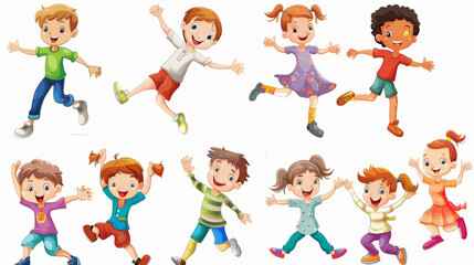 Fototapeta premium set of happy kids cutout