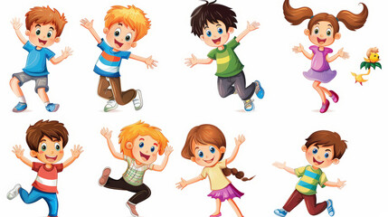 set of happy kids cutout
