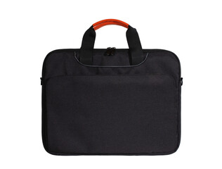 laptop bag made of textile material with a shoulder strap, isolated