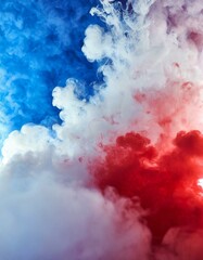 Naklejka premium Fond de fumée bleue blanche rouge