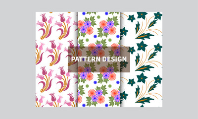 Obraz premium floral and polka shapes seamless pattern set Vector illustration.