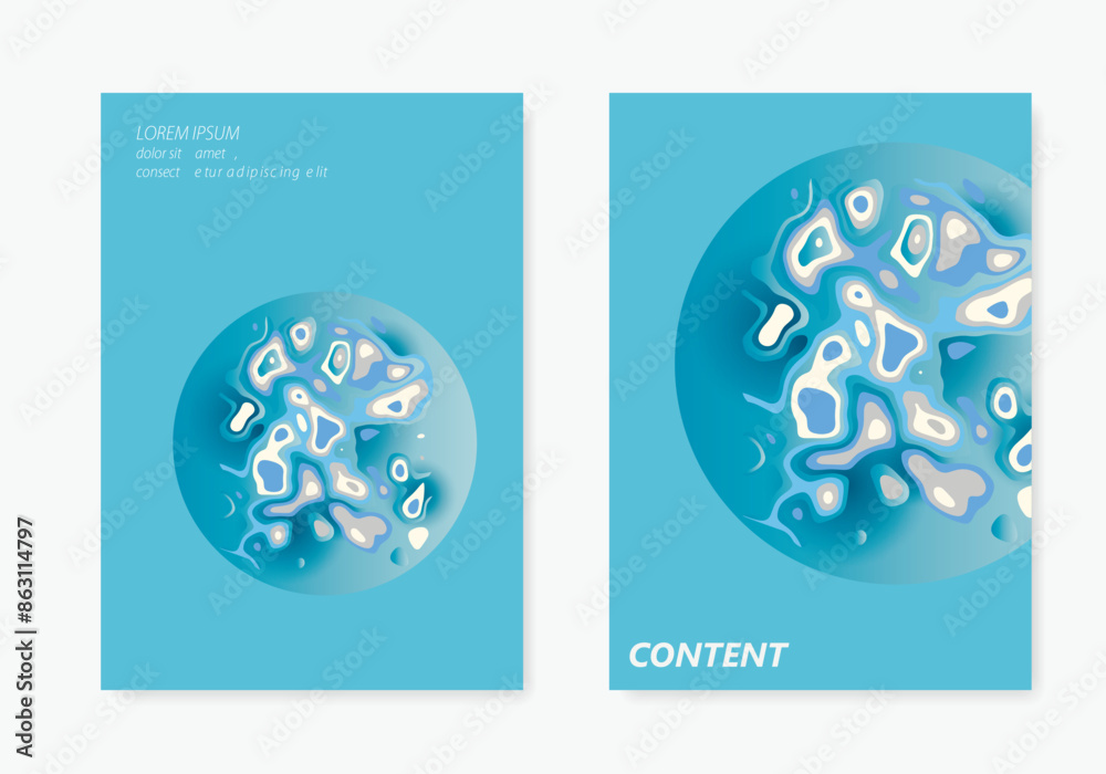 Poster liquid vector shapes background. abstract color blue design. futuristic templates
