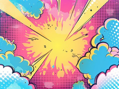 Blank colorful comic abstract background template
