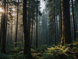 Fototapeta premium nature forest scenery like day 