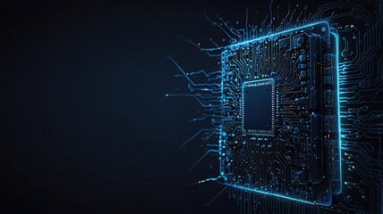 Free Photo Digital AI chip integral into abstract technology brain on dark blue background