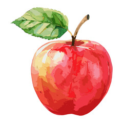 red apple in white background with watercolor style