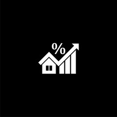 Mortgage rate  icon isolated on black 