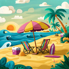 Obraz premium a Flat illustration for summer season,