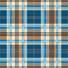 Seamless pattern ornament tartan, check in pleasant blue and brown colors