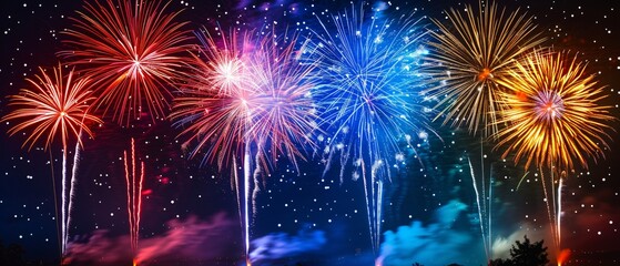 Vibrant Minimalist Fireworks Display for Special Occasions